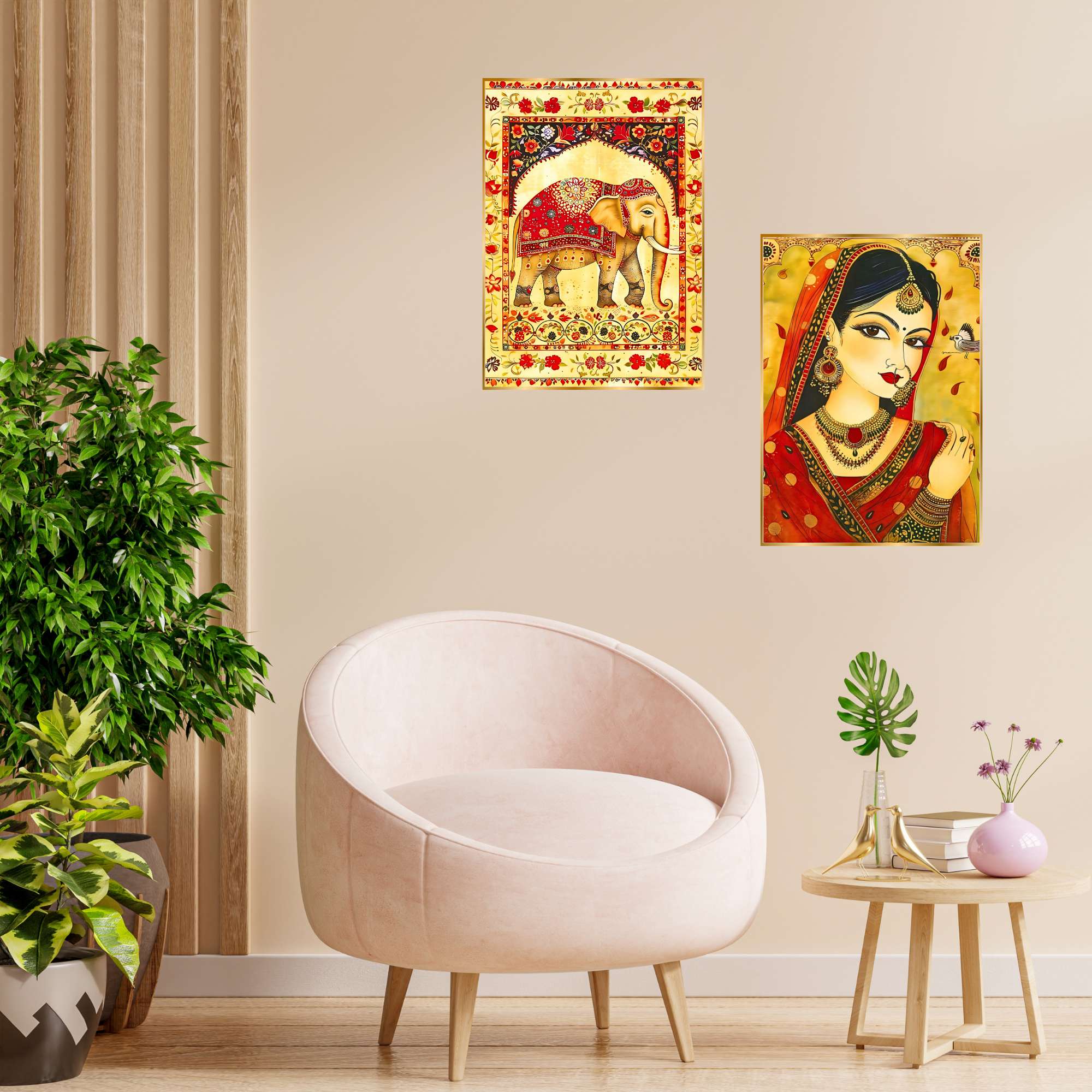 Set of Two Wall Paintings for Wall Dacoration Golden Framed Wall Paintings for Living Room & Bedroom Wall Art for Home Decoration & Office Wall Décor (14x11 inch CH-GD2-11) - Image 3