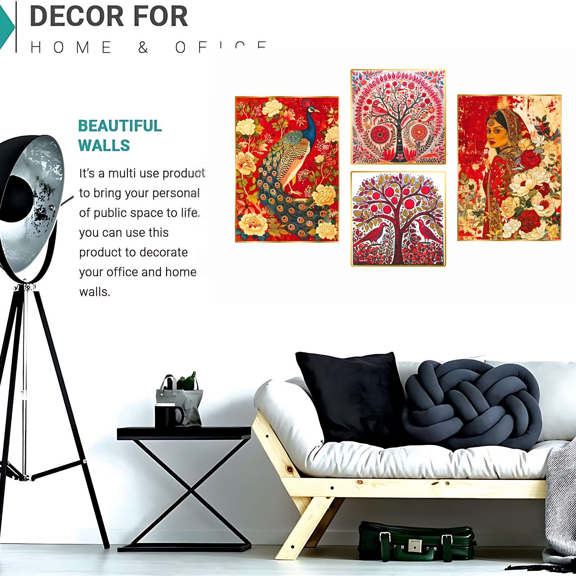 Set of Four Wall Paintings for Wall Dacoration Golden Framed Wall Paintings for Living Room & Bedroom Wall Art for Home Decoration & Office Wall Décor (13x10 inch CH-GD4-10) - Image 2